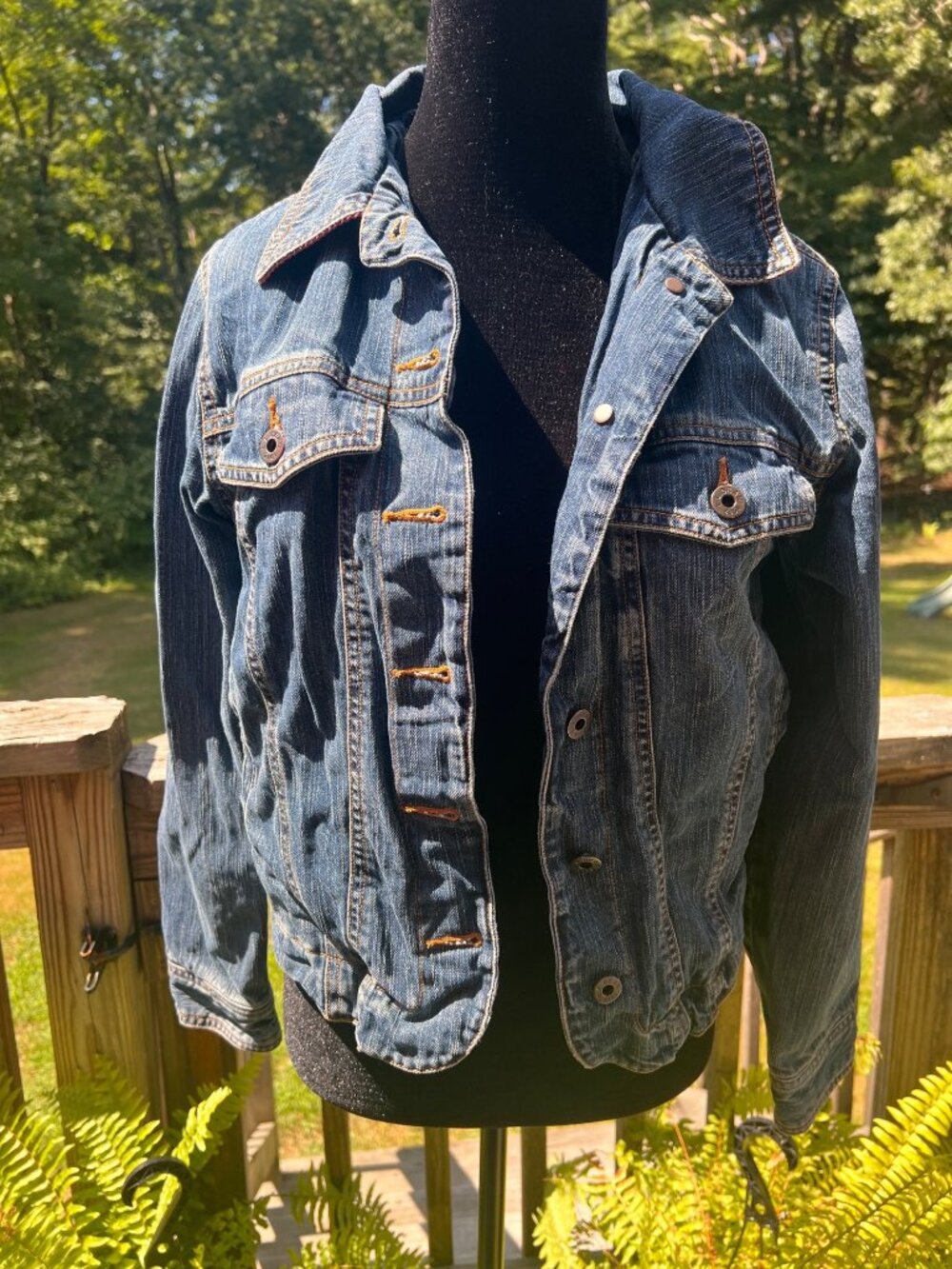 L.L. Bean Womens XS Denim Jacket With Corduroy Lining Button Front Blue Casual O